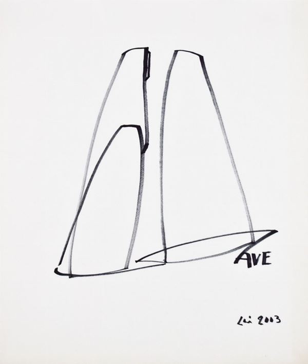 MARIA LAI : Ave  (2003)  - pennarello nero su carta - Auction 74° Modern and contemporary art auction - Fidesarte - Casa d'aste