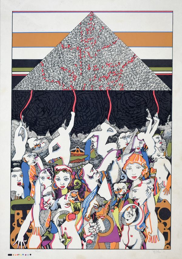 MARIO CESTARI : Figure  (1976)  - serigrafia es. 52/100 - Auction Asta a tempo di Grafica e Multipli d'Autore - I - Fidesarte - Casa d'aste