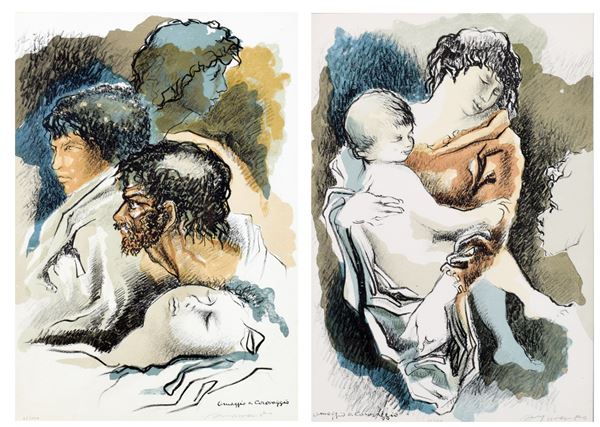 AUGUSTO MURER : Omaggio a Caravaggio  - lotto di 2 litografie es. 31/100 - Auction ASTA DI NATALE - II SESSIONE - II - Fidesarte - Casa d'aste