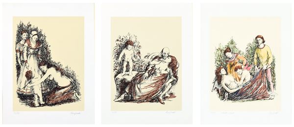 DOMENICO PURIFICATO : Soggetti vari  - lotto di 3 litografie es. 33/99 - Auction ASTA DI NATALE - II SESSIONE - II - Fidesarte - Casa d'aste