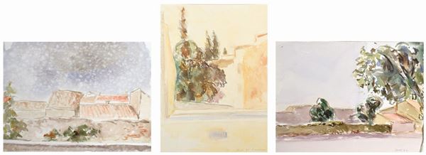 SERGIO STOREL : Paesaggi  (1984)  - lotto di 3 acquerelli su carta - Auction ASTA DI NATALE - II SESSIONE - II - Fidesarte - Casa d'aste