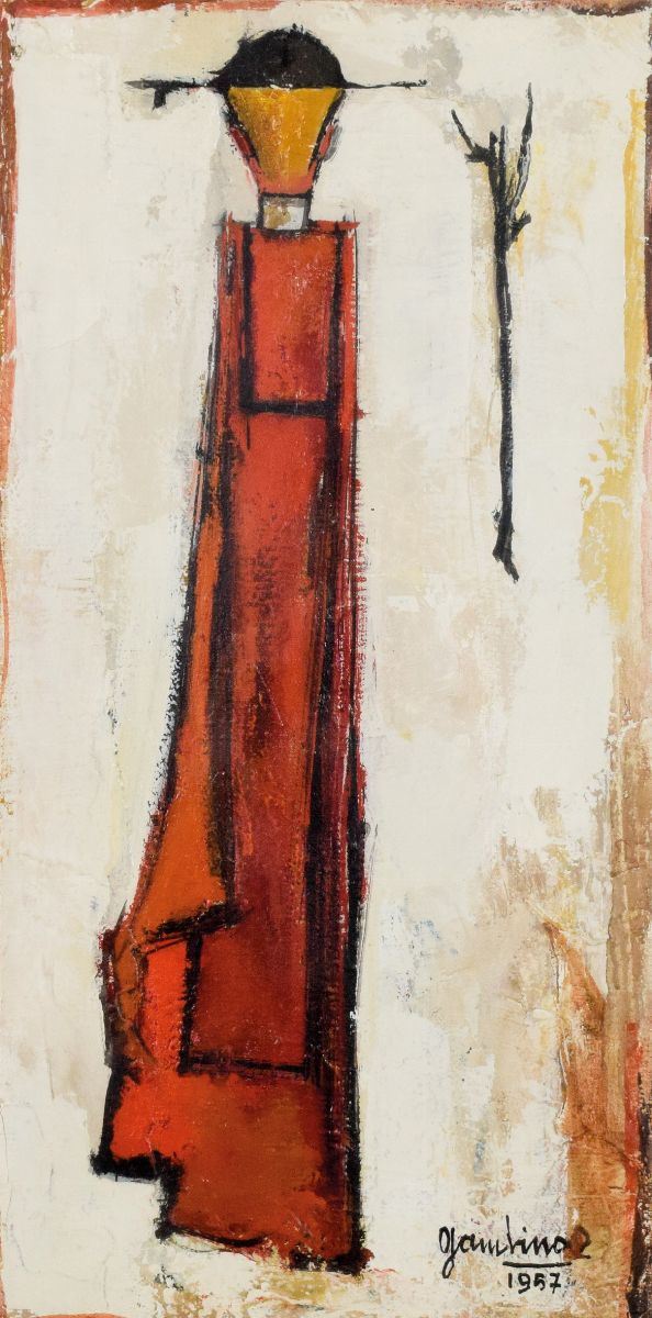 GIUSEPPE GAMBINO : Figura  (1957)  - olio su tela - Asta ASTA DI NATALE 2017 - I - Fidesarte - Casa d'aste