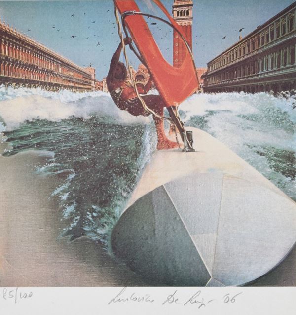 LUDOVICO  DELUIGI : Surf in piazza san Marco  (2006)  - litografia es. 85/100 - Auction 77° ASTA DI ARTE MODERNA E CONTEMPORANEA A TEMPO - Fidesarte - Casa d'aste