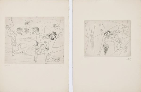 ROBERTO SEBASTIAN   MATTA : Serie "New school"  (1940)  - cartella contenente 10 acqueforti  es. 10/70 - Auction 76°MODERN AND CONTEMPORARY ART AUCTION - I - Fidesarte - Casa d'aste