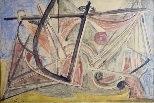 CORRADO CAGLI : senza titolo  (1948)  - monotipo su carta intelata - Auction 76°MODERN AND CONTEMPORARY ART AUCTION - I - Fidesarte - Casa d'aste