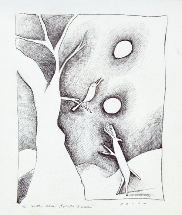 JEAN MICHEL FOLON : senza titolo  - disegno a china su carta - Auction 76°MODERN AND CONTEMPORARY ART AUCTION - I - Fidesarte - Casa d'aste