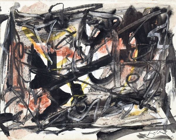 EMILIO VEDOVA : senza titolo  (1953)  - olio e tecnica mista su carta - Auction 76°MODERN AND CONTEMPORARY ART AUCTION - I - Fidesarte - Casa d'aste