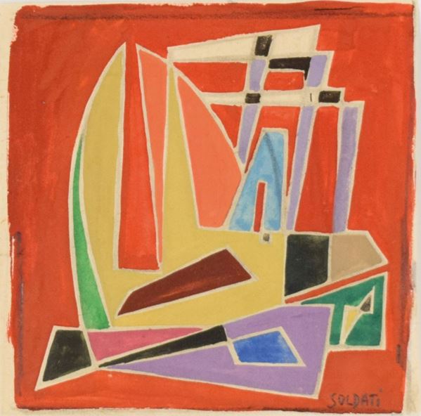 ATANASIO  SOLDATI : senza titolo  (1951)  - tempera e matita su carta - Auction 76°MODERN AND CONTEMPORARY ART AUCTION - I - Fidesarte - Casa d'aste