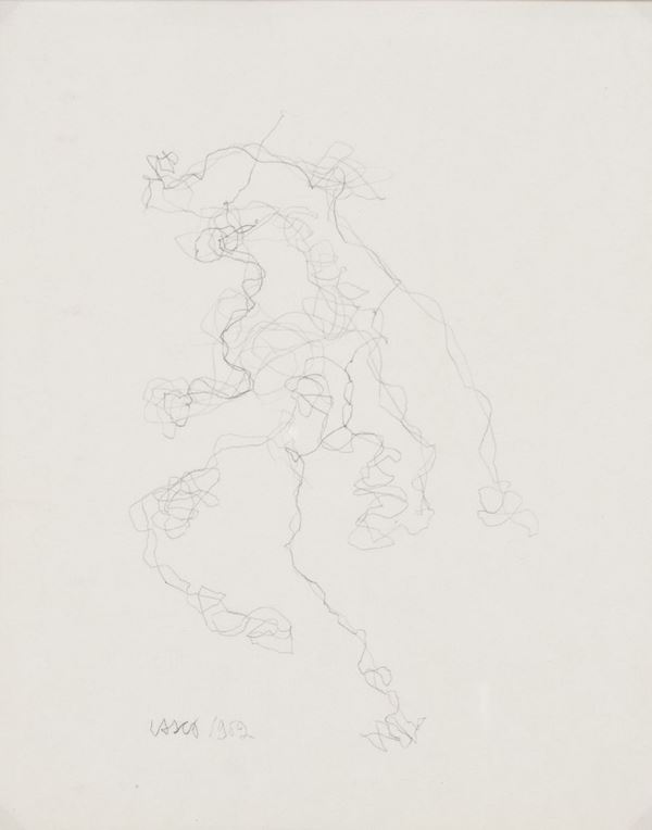 VASCO  BENDINI : senza titolo  (1962)  - disegno a matita su carta - Asta 79° ASTA DI ARTE MODERNA E CONTEMPORANEA A TEMPO - Fidesarte - Casa d'aste