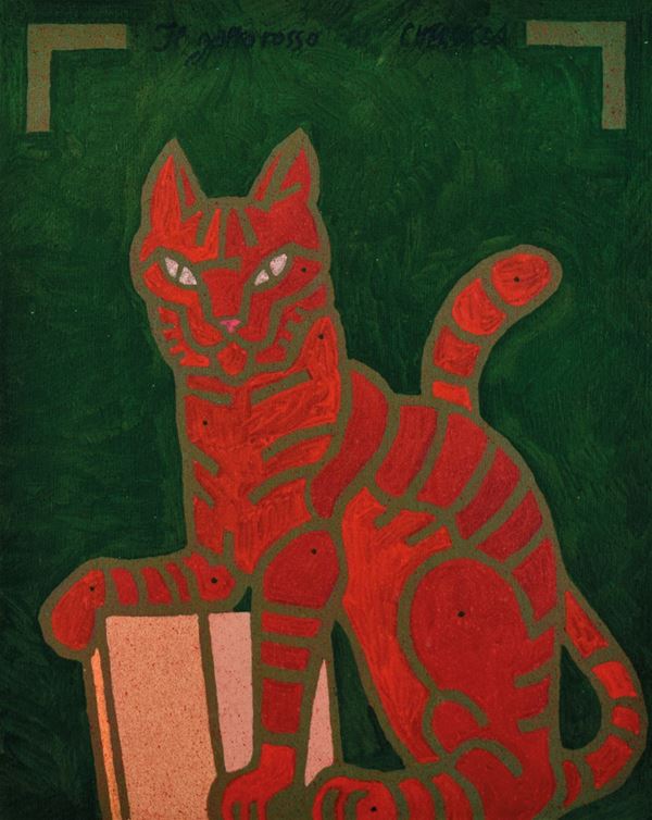 BRUNO CHERSICLA : Il gatto rosso  - acrilici su tavola - Auction ASTA DI ARTE MODERNA E CONTEMPORANEA - II - Fidesarte - Casa d'aste