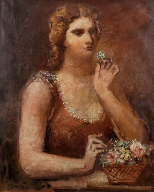 ACHILLE FUNI - Donna e fiori