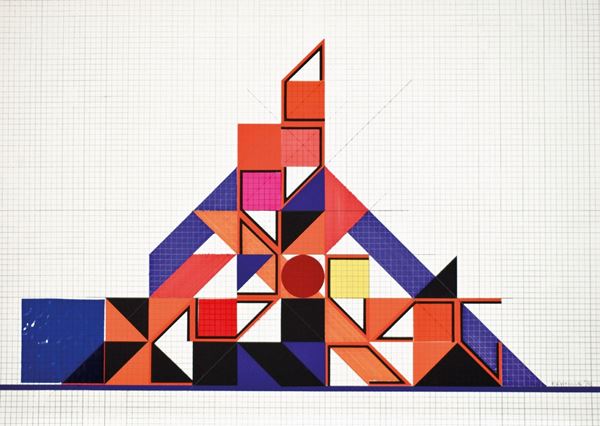 EDIVAL RAMOSA : senza titolo  (1972)  - tecnica mista e collage su cartoncino - Asta 78° ASTA DI ARTE MODERNA E CONTEMPORANEA - I - Fidesarte - Casa d'aste