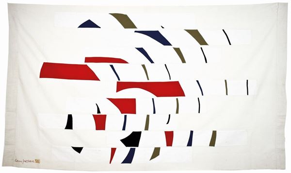 SARA  CAMPESAN : Scomposizione  (1985)  - collage di stoffe cucite su tessuto - Asta 78° ASTA DI ARTE MODERNA E CONTEMPORANEA - I - Fidesarte - Casa d'aste