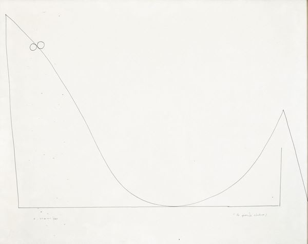 ALBERTO VIANI : La grande odalisca  (1980)  - disegno a penna su carta - Asta 78° ASTA DI ARTE MODERNA E CONTEMPORANEA - I - Fidesarte - Casa d'aste