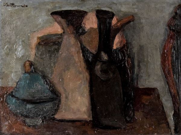 GIUSEPPE SANTOMASO : Natura morta   ((1944))  - olio su tela - Auction 78° MODERN AND CONTEMPORARY ART AUCTION  - I - Fidesarte - Casa d'aste