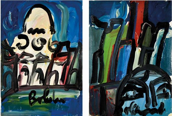 GUSTAVO  BOLDRINI : senza titolo  - lotto di 2 olii su tela - Auction 79° ASTA DI ARTE MODERNA E CONTEMPORANEA A TEMPO - Fidesarte - Casa d'aste