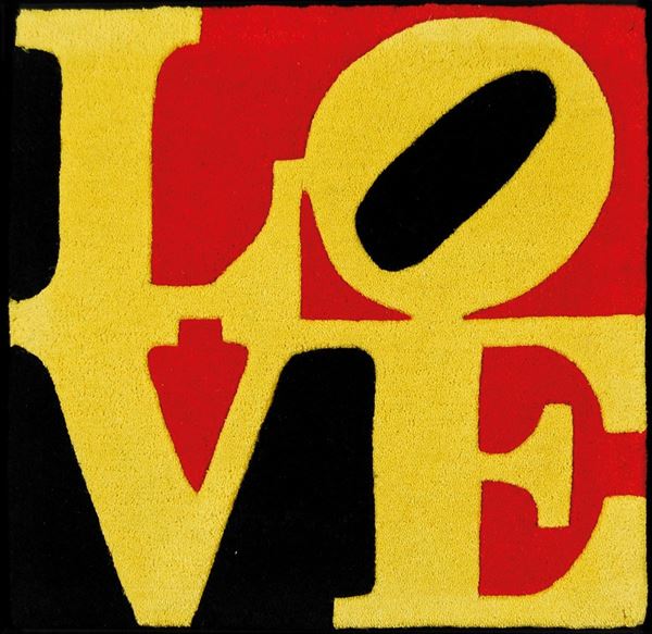 ROBERT INDIANA : Liebe Love  (2005)  - multiplo in lana cotta lavorata a mano es. 859/999 - Asta 79° ASTA DI ARTE MODERNA E CONTEMPORANEA A TEMPO - Fidesarte - Casa d'aste