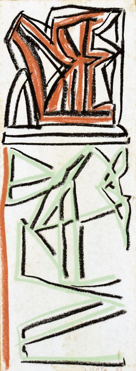 RICCARDO LICATA : senza titolo  (1973)  - tecnica mista su carta intelata - Auction 78° MODERN AND CONTEMPORARY ART AUCTION Part II - II - Fidesarte - Casa d'aste