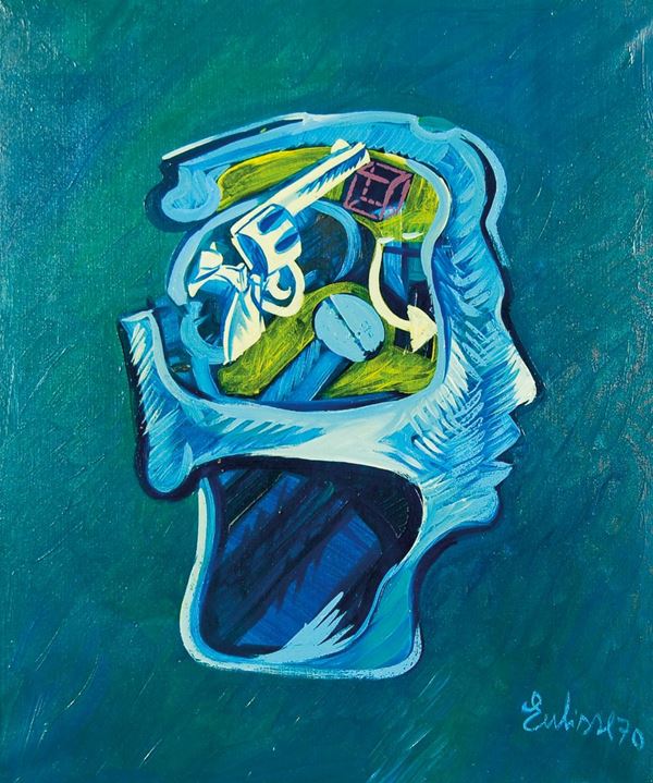 VINCENZO EULISSE : Dalla serie delle teste magiche  (1970)  - olio su tela - Auction 79° ASTA DI ARTE MODERNA E CONTEMPORANEA A TEMPO - Fidesarte - Casa d'aste