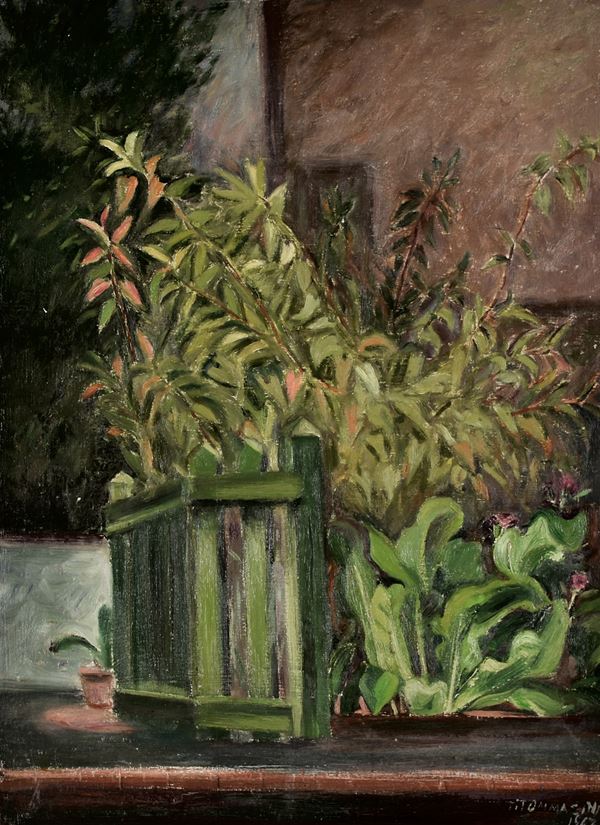 TINA TOMMASINI : Angolo di giardino  (1967)  - olio su tavola - Auction 79° ASTA DI ARTE MODERNA E CONTEMPORANEA A TEMPO - Fidesarte - Casa d'aste