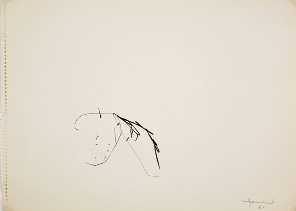 EMILIO SCANAVINO : senza titolo  (1960)  - disegno a matita grassa su carta - Asta 79° ASTA DI ARTE MODERNA E CONTEMPORANEA A TEMPO - Fidesarte - Casa d'aste