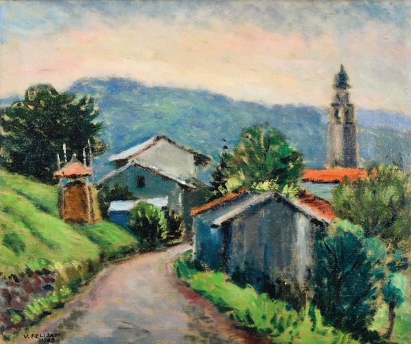 VITTORIO  FELISATI : Pomeriggio in montagna  (1968)  - olio su tela - Auction ASTA DI ARTE MODERNA E CONTEMPORANEA - II - Fidesarte - Casa d'aste