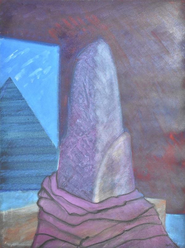 CARMELO ZOTTI : Obelisco  (1975)  - olio su tela - Asta ASTA DI ARTE MODERNA E CONTEMPORANEA - II - Fidesarte - Casa d'aste