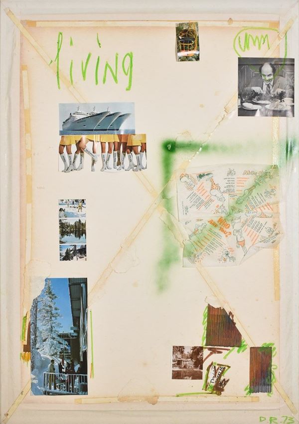 ANONIMO : Living  (1973)  - tecnica mista e collage su cartoncino - Auction ASTA DI ARTE MODERNA E CONTEMPORANEA - II - Fidesarte - Casa d'aste