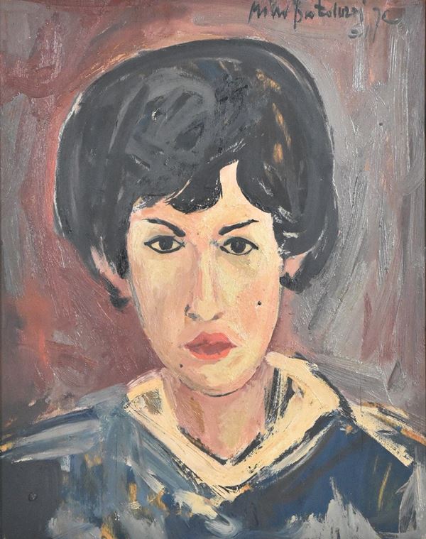 MILLO BORTOLUZZI JR. : Volto di donna  (1961)  - olio su tavola - Auction ASTA DI ARTE MODERNA E CONTEMPORANEA - II - Fidesarte - Casa d'aste