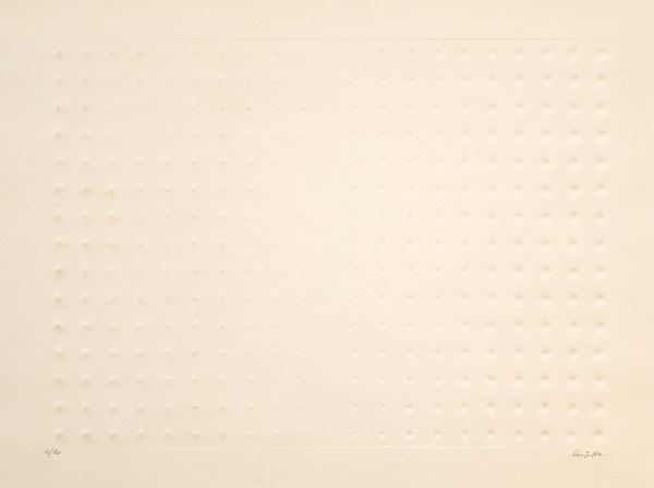 ENRICO  CASTELLANI : senza titolo  - serigrafia (stampa a secco) es. 12/120 - Auction Photographs, works on papers, art by women - I - Fidesarte - Casa d'aste