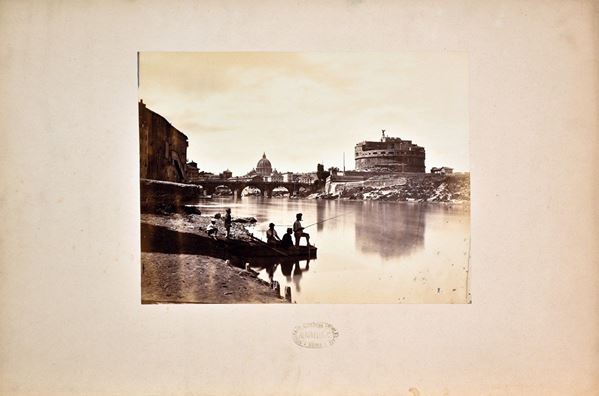 GIOACCHINO ALTOBELLI : Il Tevere e Castel S. Angelo  (1865 ca.)  - stampa all'albumina - Auction Photographs, works on papers, art by women - I - Fidesarte - Casa d'aste