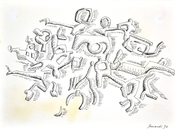 CARLA ACCARDI : senza titolo  (1990)  - china su cartoncino intelato - Auction Photographs, works on papers, art by women - I - Fidesarte - Casa d'aste