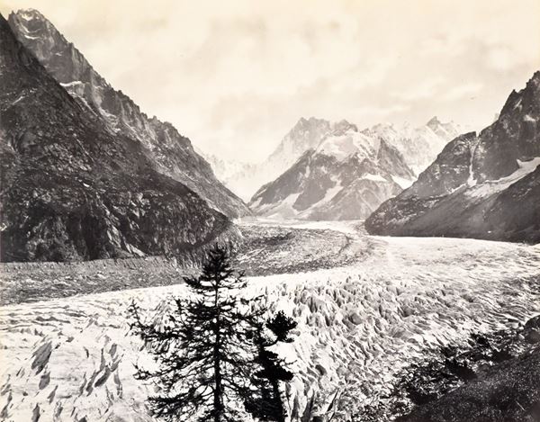 FRITH STUDIO : La mer de Glace, Mont Blanc  (1880 ca.)  - stampa all'albumina montata su cartone, vintage - Auction Photographs, works on papers, art by women - I - Fidesarte - Casa d'aste