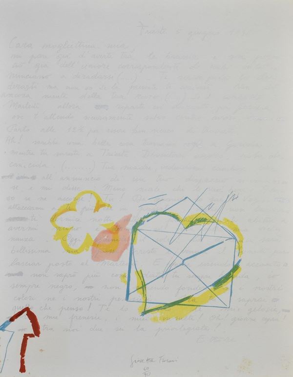 GIOSETTA  FIORONI : Svevo: lettera d&#39;amore  - litografia es. 60/90 - Auction ASTA DI GRAFICA E TECNICHE MISTE SU CARTA - I - Fidesarte - Casa d'aste