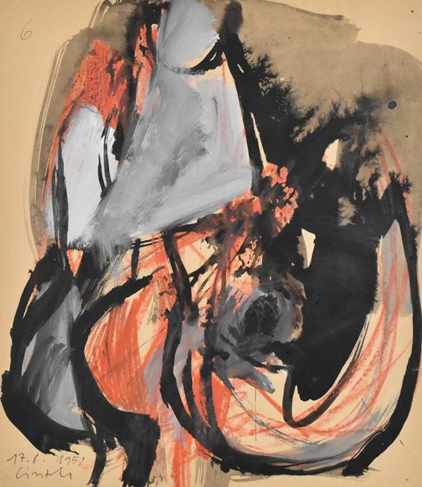 CLAUDIO CINTOLI : senza titolo (serie mattatoio)  (1959)  - tecnica mista su carta - Auction ASTA DI ARTE MODERNA E CONTEMPORANEA - II - Fidesarte - Casa d'aste