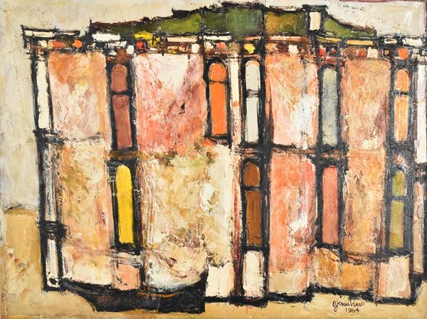 GIUSEPPE GAMBINO : Paesaggio a Venezia  (1964)  - olio su tela - Asta ASTA DI ARTE MODERNA E CONTEMPORANEA - II - Fidesarte - Casa d'aste