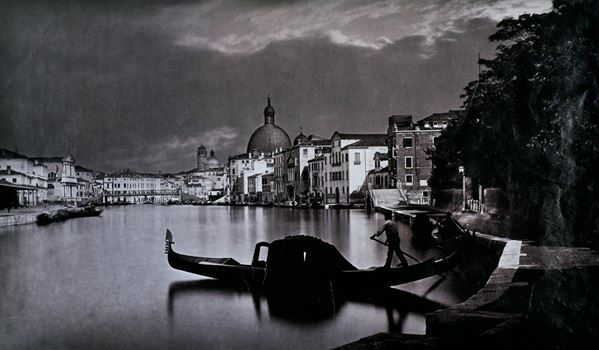 CARLO NAJA : Venezia canal grande, notturno  (1870/75)  - stampa all'albumina con effetto (chiaro di luna) n.3 in negativo - Auction Photographs, works on papers, art by women - I - Fidesarte - Casa d'aste