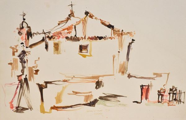 GIUSEPPE GAMBINO : Ubeda  (1971)  - gouache su carta - Auction ASTA DI GRAFICA E TECNICHE MISTE SU CARTA - I - Fidesarte - Casa d'aste