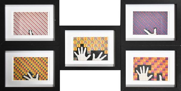 ALIGHIERO BOETTI : senza titolo (Da uno a dieci)  (1984)  - lotto di 5 cartoline stampate - Auction ASTA DI ARTE MODERNA E CONTEMPORANEA - II - Fidesarte - Casa d'aste