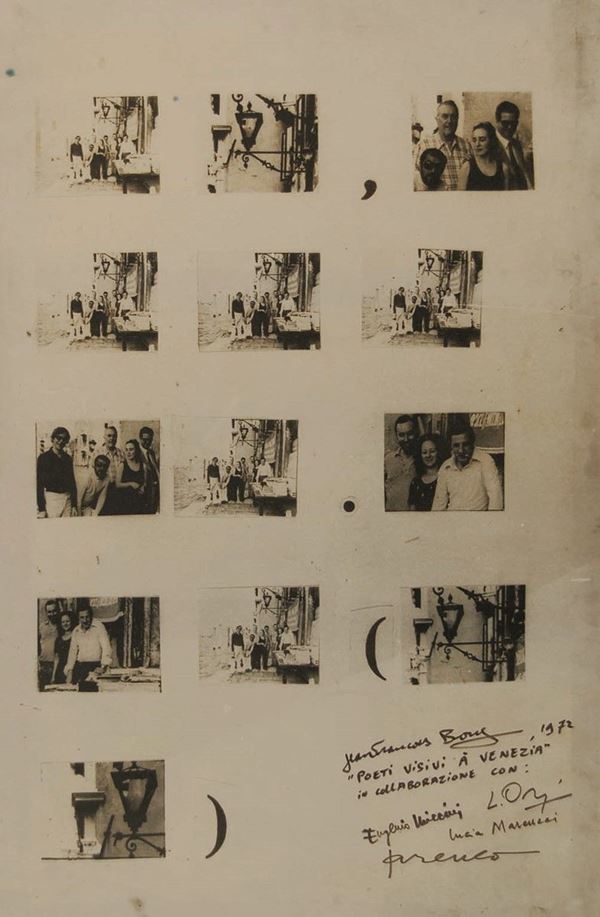 JEAN FRANCOIS BORY : Poeti visivi a Venezia  (1972)  - tecnica mista su tela emulsionata - Asta Asta di Arte Moderna e Contemporanea e Fotografia - II - Fidesarte - Casa d'aste