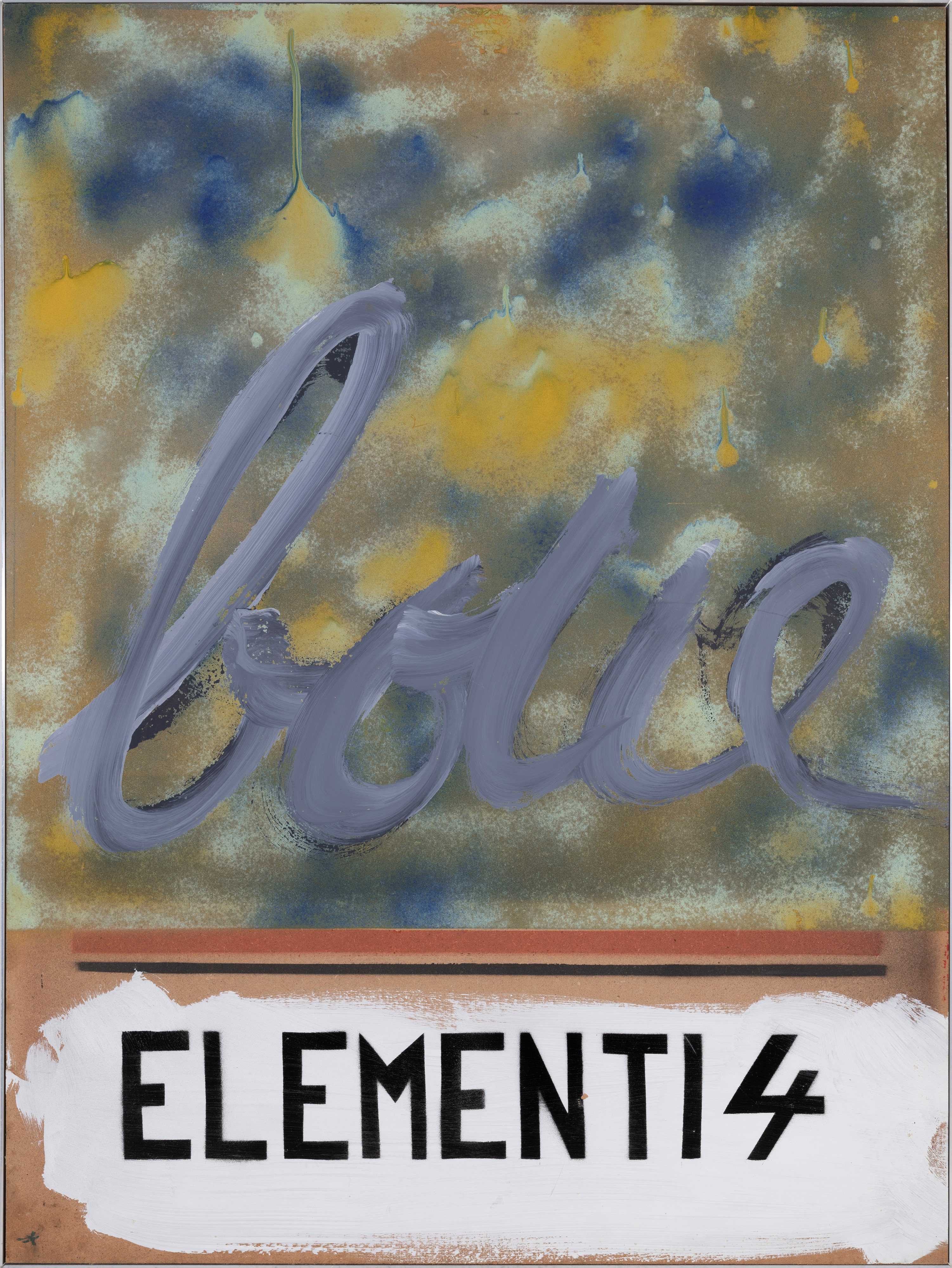 Julien Blaine - Elementi 4, tecnica mista e acrilici su compensato