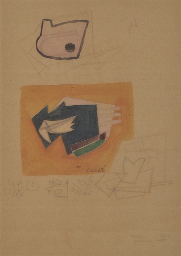 ATANASIO  SOLDATI : senza titolo   (1950 - 1951)  - tempera e matita su carta - Auction MODERN AND CONTEMPORARY ART AUCTION - I - Fidesarte - Casa d'aste