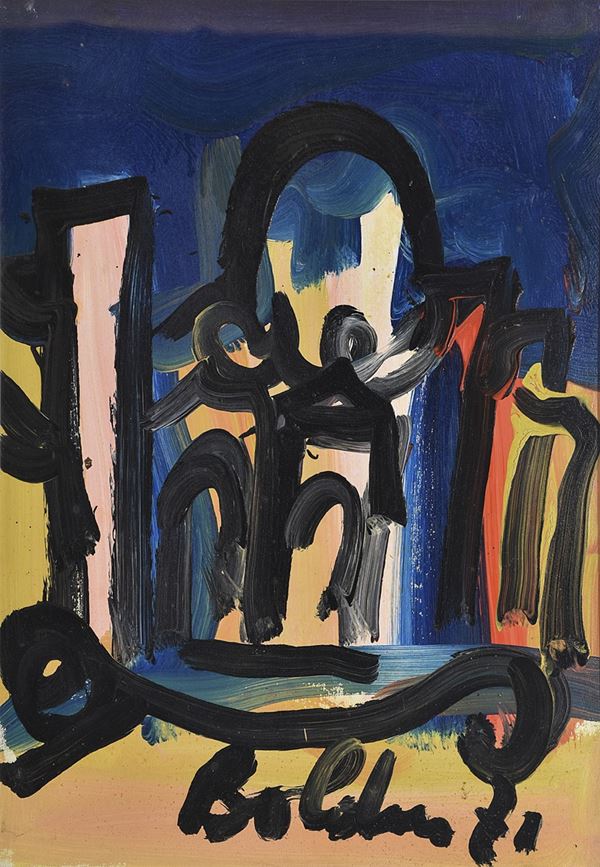 GUSTAVO  BOLDRINI : Cattedrale  (1971)  - olio su tela - Asta Arte Moderna e Contemporanea - Grafica d'autore e vetri di Murano - Fidesarte - Casa d'aste