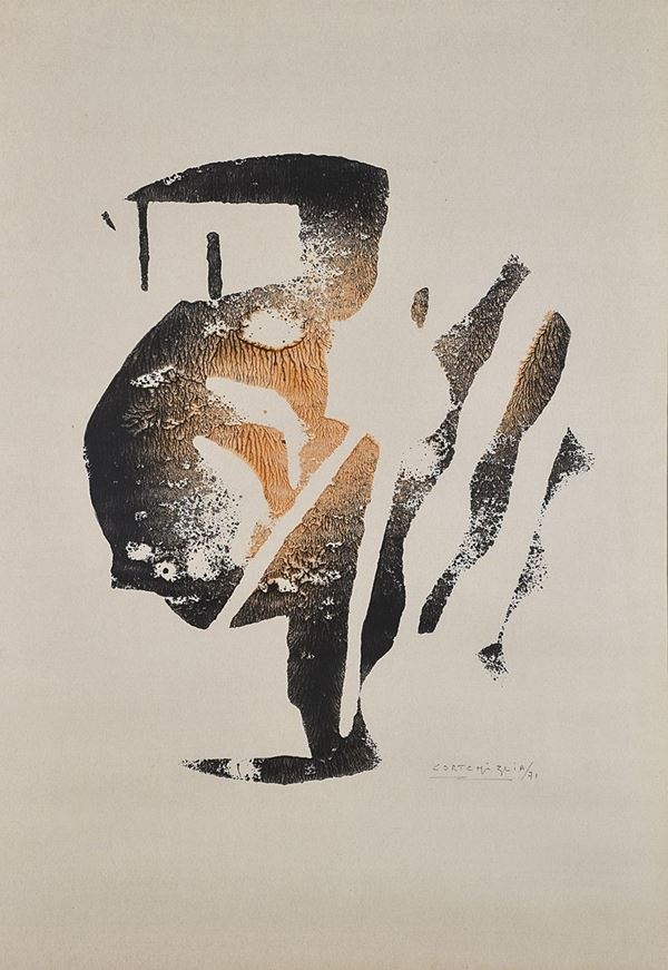 CLELIA CORTEMIGLIA : senza titolo  (1971)  - tecnica mista su carta - Asta Arte Moderna e Contemporanea - Grafica d'autore e vetri di Murano - Fidesarte - Casa d'aste