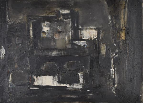 ANTONIO D'ERME : Notturno  - olio su tela - Auction Arte Moderna e Contemporanea - Author graphics and Murano Glasses - Fidesarte - Casa d'aste