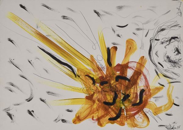 RICCARDO DALISI : senza titolo  (1998)  - olio e tecnica mista su carta - Asta Arte Moderna e Contemporanea - Grafica d'autore e vetri di Murano - Fidesarte - Casa d'aste
