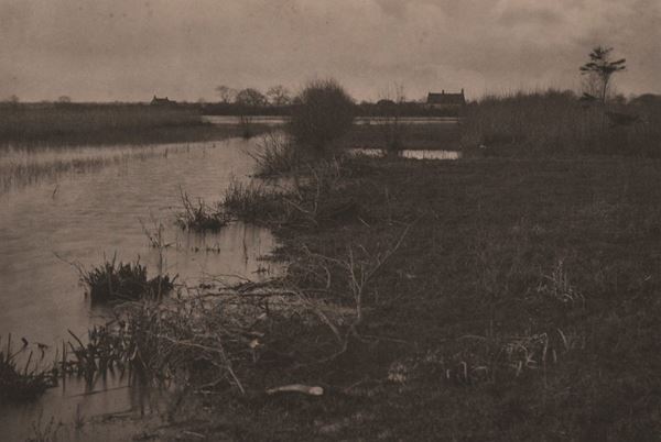 PETER-HENRY EMERSON - The River Bure at Coltis hall. An Autumn Morning