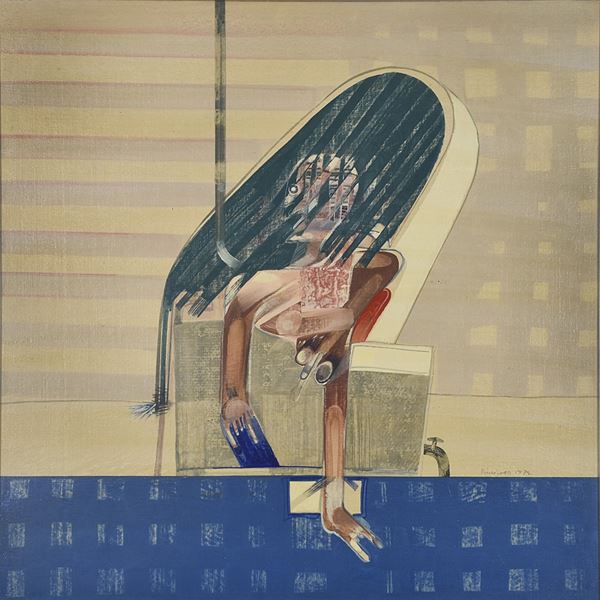 LUIGI RINCICOTTI : senza titolo  (1972)  - olio su tavola - Asta Arte Moderna e Contemporanea - Grafica d'autore e vetri di Murano - Fidesarte - Casa d'aste