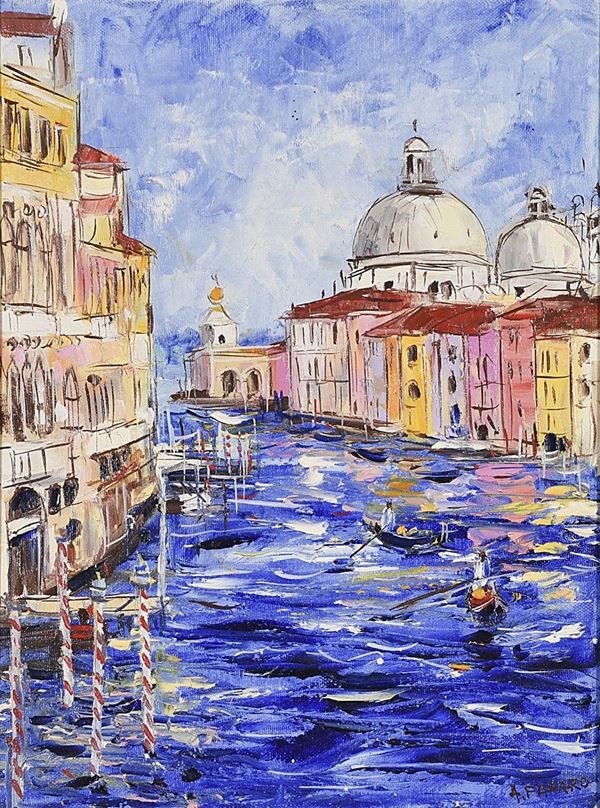 ANGELO FAVARO : Venezia  - olio su tela - Asta Arte Moderna e Contemporanea - Grafica d'autore e vetri di Murano - Fidesarte - Casa d'aste