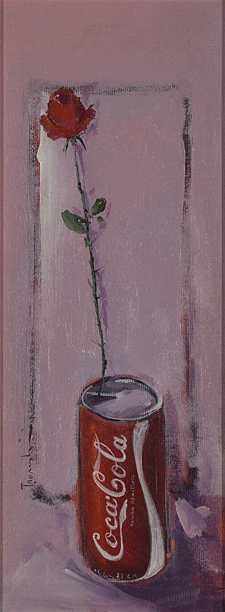 GIULIANO TROMBINI : La rosa  - olio su tavola - Asta Arte Moderna e Contemporanea - Grafica d'autore e vetri di Murano - Fidesarte - Casa d'aste